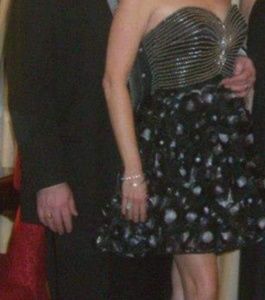 SALE! Blush Prom short formal black, white, silver